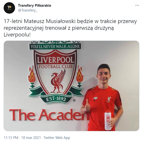 Młody Polak będzie trenował z pierwszą drużyną Liverpoolu!